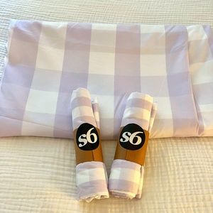 Purple & white check twinXL duvet & shams